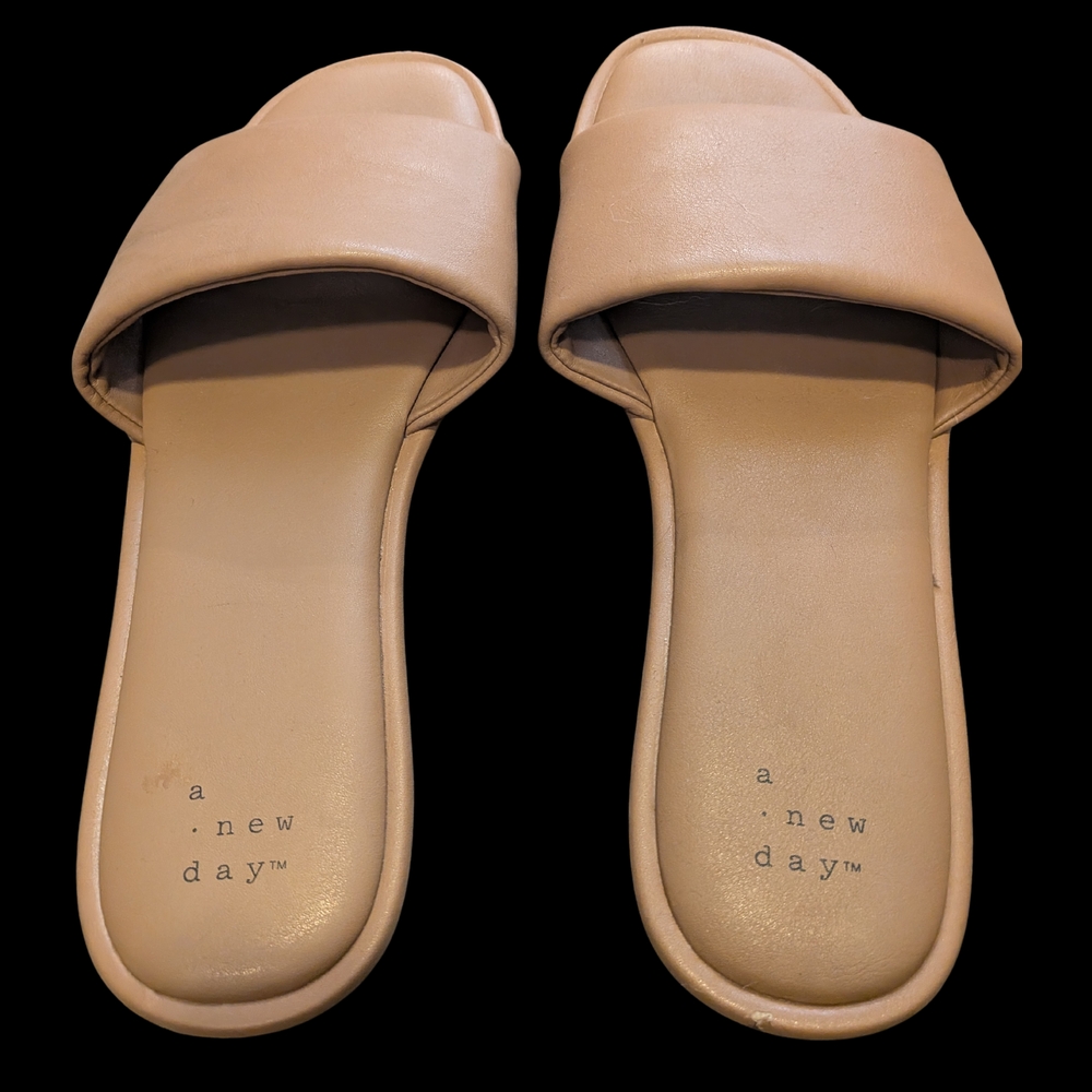 A New Day Women's Tan Slide Sandals